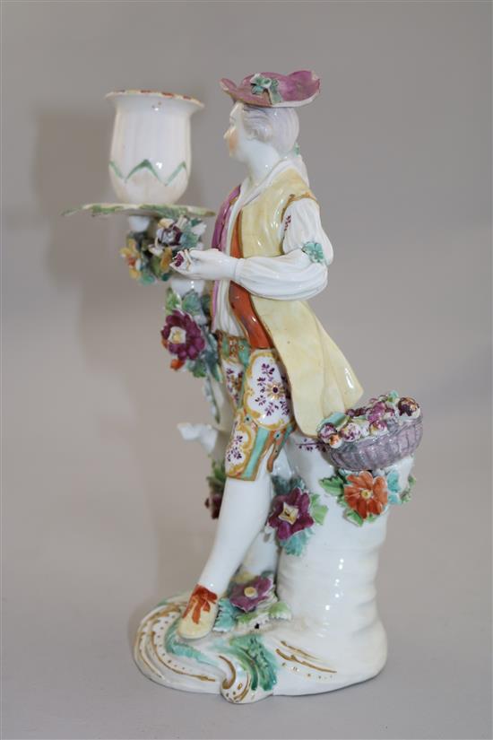 A Derby candlestick figure, late 18th century, 24cm